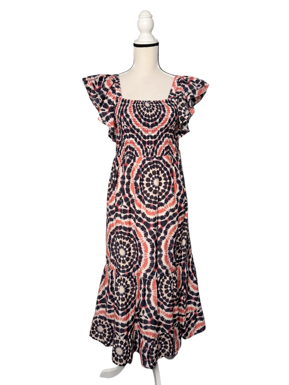 Marie Oliver Tie Dye Ruffle Tiered Midi Dress Size XS
